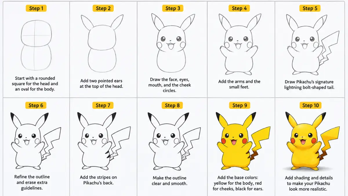 Step-by-Step: How to Draw Pikachu